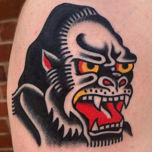 Gorilla traditional tattoo star